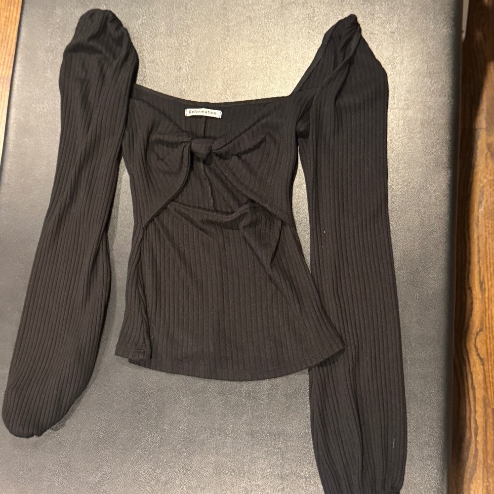 Reformation, black bubble sleeve